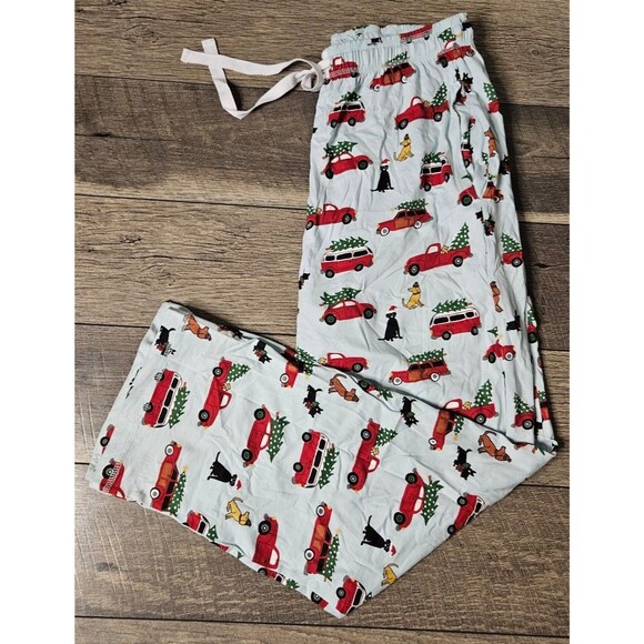 Lazy One Christmas Holiday Dogs Trees Cars Unisex PJ Pants Size Small - Picture 3 of 12